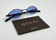 GUCCI GG1668 836 Y2K VINTAGE OVAL SUNGLASSES-NEW SKY BLUE TINTED CUSTOM LENSES