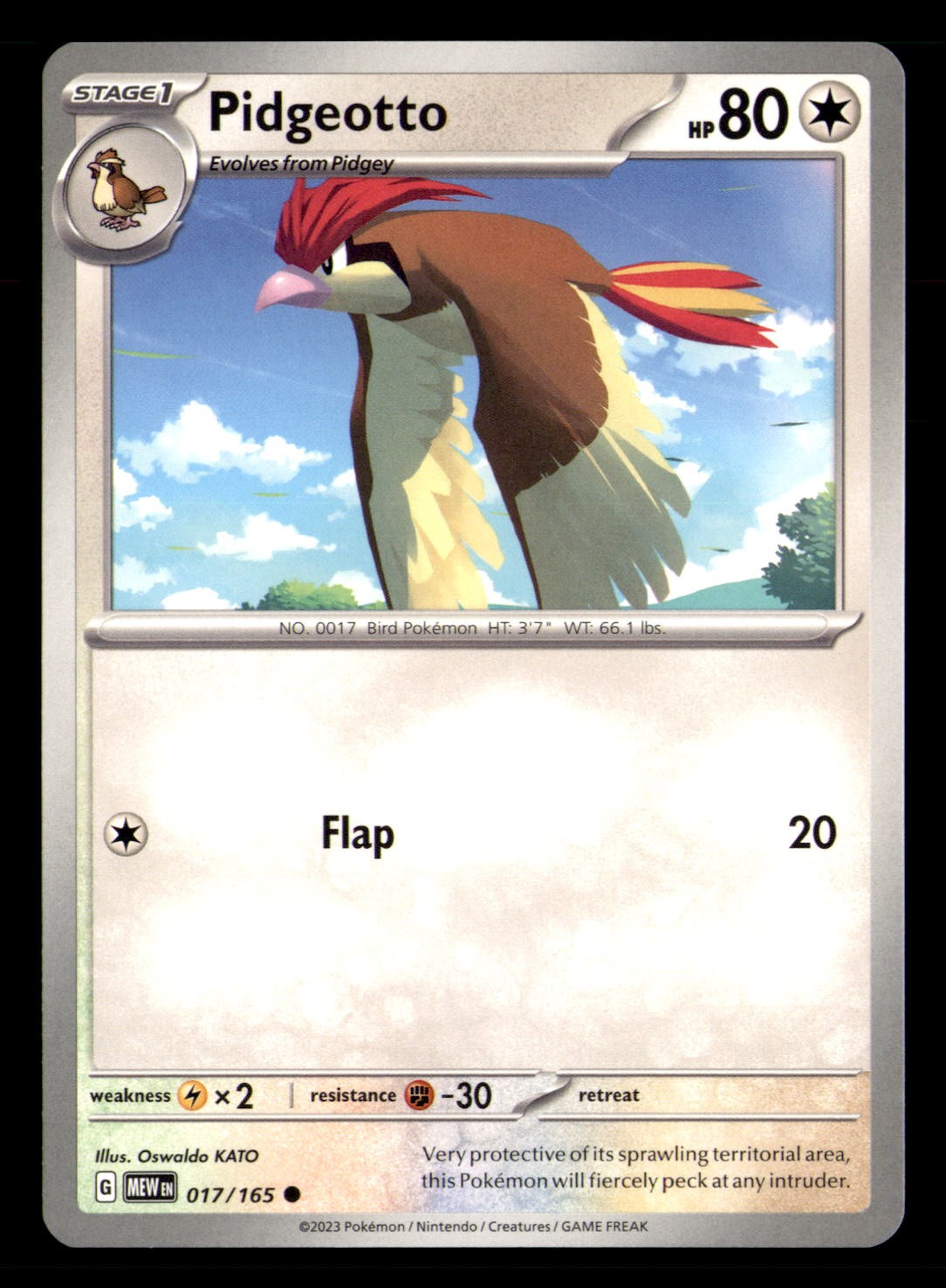 Pidgeotto 017/165 Common 151 Pokemon Near Mint