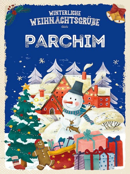 Holzschild 40X30 Cm WeihnachtsgrüßE Aus Parchim Deko Geschenk Holz Schild-image