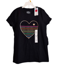Girls' Summer Heart Print Tee and Shorts Black Size Large 10/12 