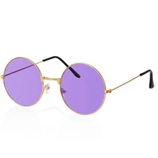 Round Hippie Glasses, 60s 70s Colored Circle Sunglasses for Women Men Disco P...