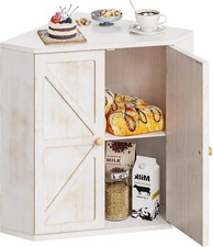 Corner Bread Box for Kitchen Counter Double Layer Bamboo Bread Storage Cont