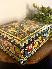 Vintage English Bakery Tin Golden Brown Bakery San Francisco Floral Box