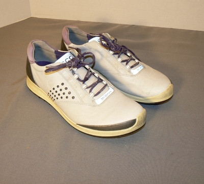 Ecco Womens Biom Natural Motion Golf Sneakers Gray Soft Yak Leather Lace Sz 8