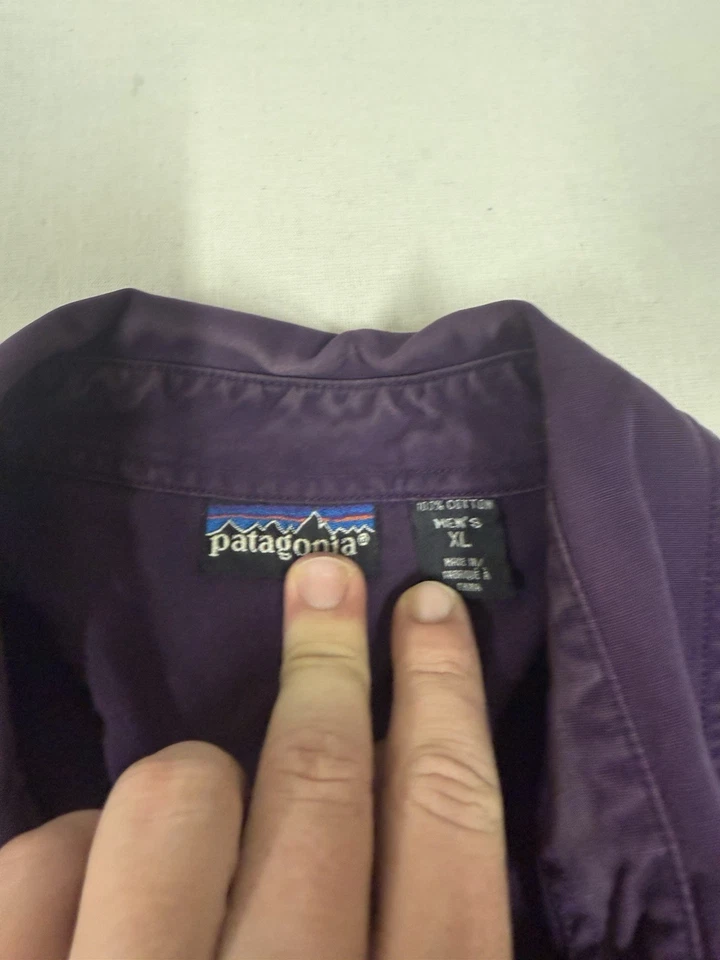 Ropa de trabajo vintage 1970 Patagonia algodón pesado abotonada púrpura desteñido pesado XL 62 Foto 4 de 4