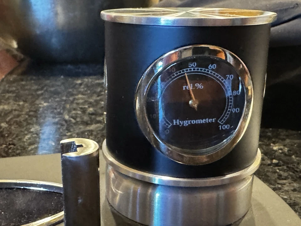 Movado Desk Card Holder Rotating Clock With Thermometer Humidity Display - Image 4 of 4