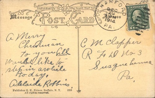 Gedicht Gedicht: Hier sind Freunde, verschneite Hügel, rote Beeren, Winterszene 1914 Harford, PA - Bild 2 von 2