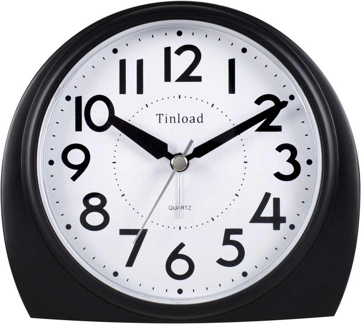 5.5" Black Silent Analog Alarm Clock with Snooze and Gentle Wake Feature