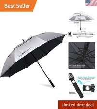 Stylish 62 Inch Black/Silver UV Protection Umbrella - Windproof  Auto Open