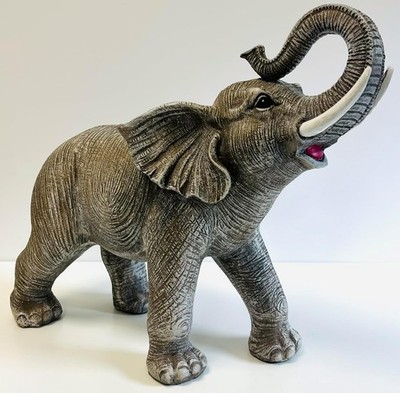 Glückselefant Ornament, Indoor Outdoor Harz Statue, Afrikanischer grauer Elefant Geschenk