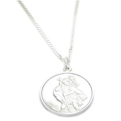 Saint Christopher sterling silver pendant on an 18 inch chain .925.