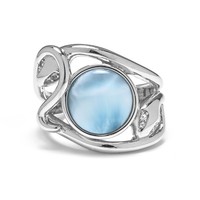 Cavill Larimar Ring 2,68Ct Sterlingsilber Rhodiniert WeißEr Topas Pavé