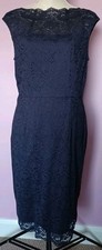 Wallis navy lace sleeveless dress, UK 14, lined, slash neck/v back, immaculate!