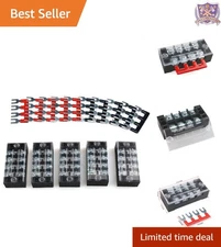 5Pcs 4 Position Dual Row Terminal Block Wire Connector Power Strip Red Black