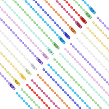 100 Pcs Ball Chain Key Chain Rings Metal Beaded Keychain with Connector Dog Tag