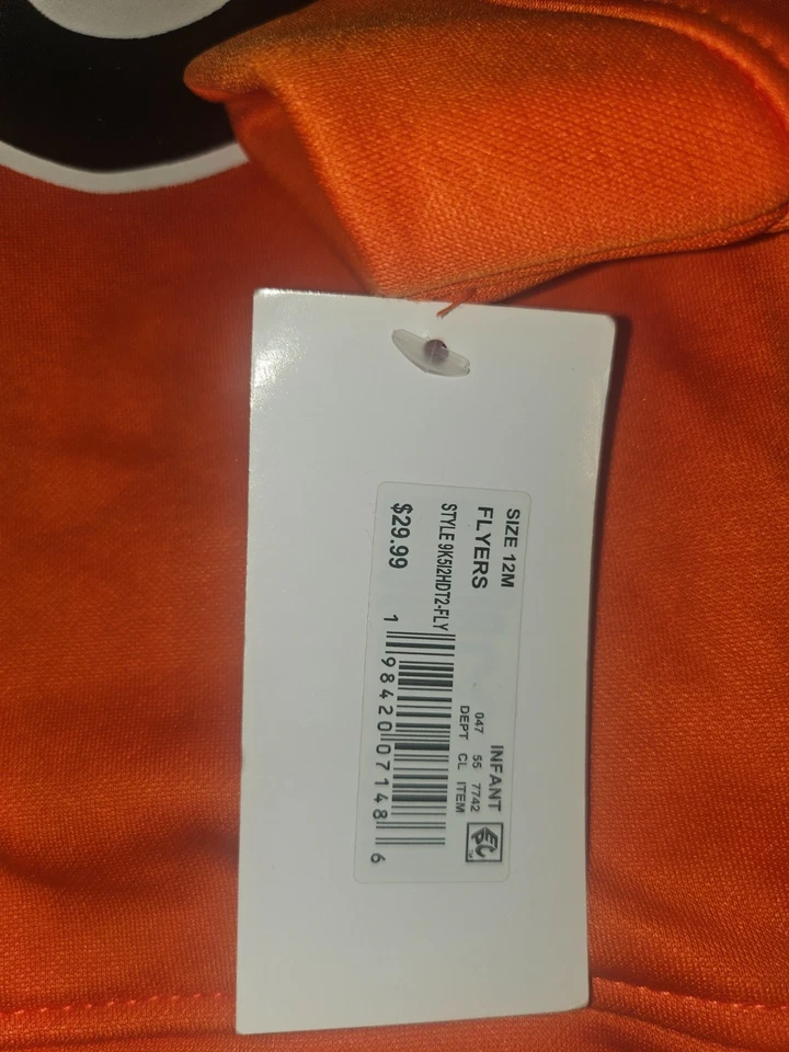 NHL Philadelphia Flyers Orange Sweatshirt Hoodie Youth Size 12 months NWT - Image 2 of 4