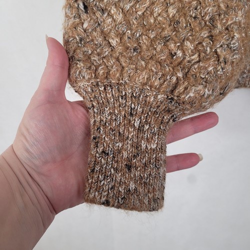Boss Forenza brown cable knit puff sleeve alpaca wool sweater women's XS - Picture 7 of 14