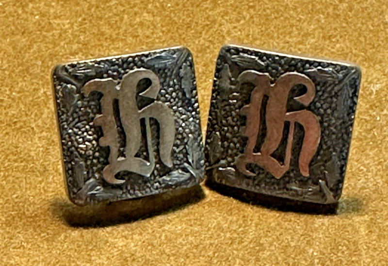 H Monogram ENGRAVED Initial Letter Old English Font Vintage Cuff Links Hampton