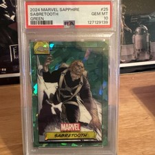 2024 TOPPS CHROME MARVEL SAPPHIRE ED GREEN #25 SABRETOOTH 29/99 PSA 10