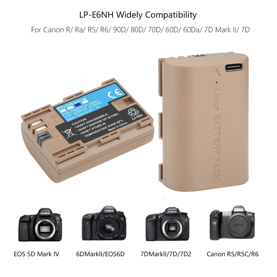3200mAh LP-E6NH E6N Battery For Canon EOS R R5 R6 60D 70D 80D 90D 5D4 5DS R 7D - Image 3 of 4