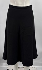 Valentino Black Wool/Silk A-Line Midi Skirt sz 40