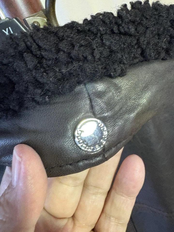 Chaqueta Bid & Christensen Hombre DK Marrón Negro Cordero Lana Cuello Forro Acolchado Foto 3 de 4