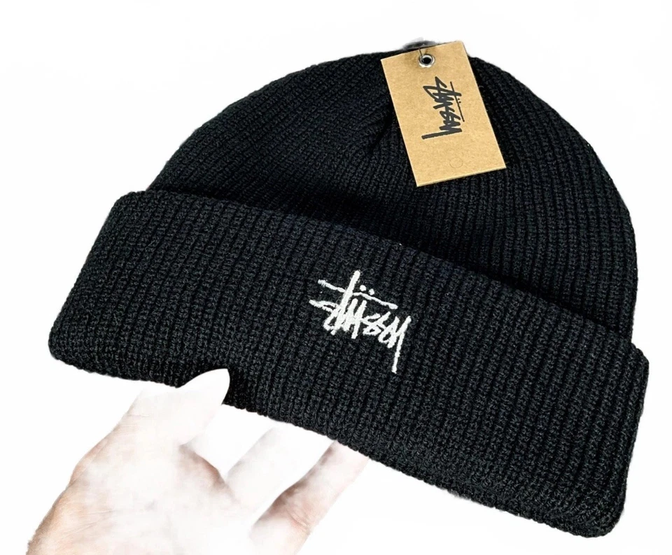 Gorro Stussy Basic Puño Nuevo con Etiquetas Negro.  Envío el mismo día eBay’s más barato Foto 3 de 3