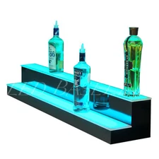 64" Lighted Art Glass Shelving display for Liquor Bottles Bar or Home 2 step