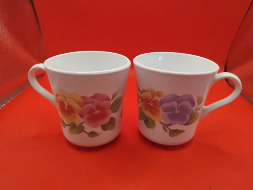 Set of 2 Corning Corelle SUMMER BLUSH Pattern Coffee Cups