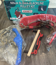   HOKINETY 3 PIECE SET ZIP LINE MONKEY BAR NINJA TWISTER RED SWING SEAT NEW