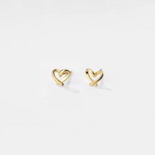 Tiny Small Gold Heart Stud Earrings in 925 Sterling Silver