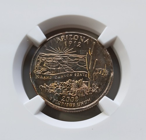 2008 P Arizona Quarter STRUCK on Defective Planchet NGC MS66 PICTURES INCLUDED - Picture 3 of 4
