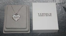 Charles Revson Ultima II Silver Chain Necklace w/ Crystal Heart 3D Pendant BOX