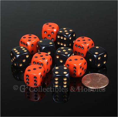 NEW 12 ROUNDED EDGE 12mm Dice Set Orange Black Halloween Colors RPG MTG Game D6