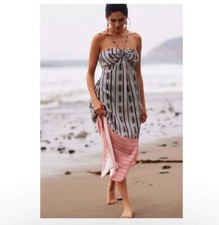 Anthropologie Halter Neck Cut Out Maxi Dress Striped Size XL