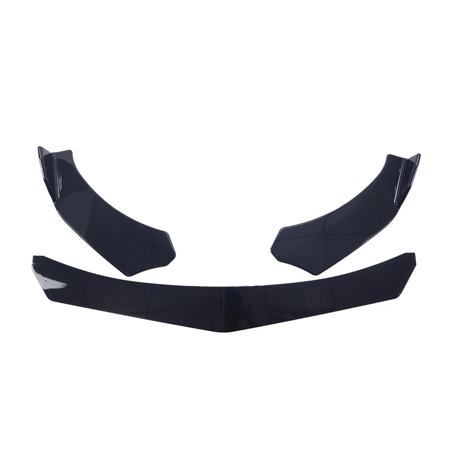 Kit de carrocería divisor alerón labio barbilla parachoques delantero aspecto negro universal de 4 piezas Foto 3 de 4