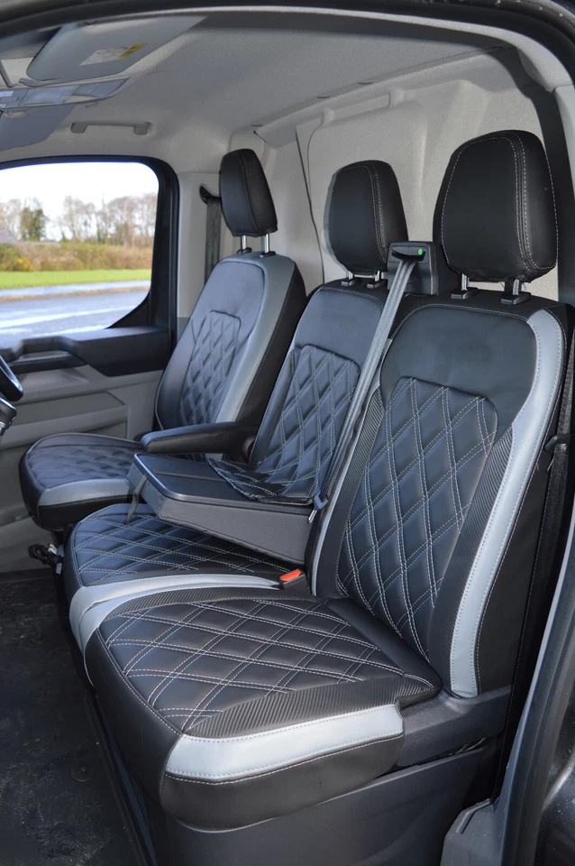 FORD TRANSIT CUSTOM 2024 - Black, Grey & Carbon DIAMOND SEAT COVERS - Изображение 3 из 4