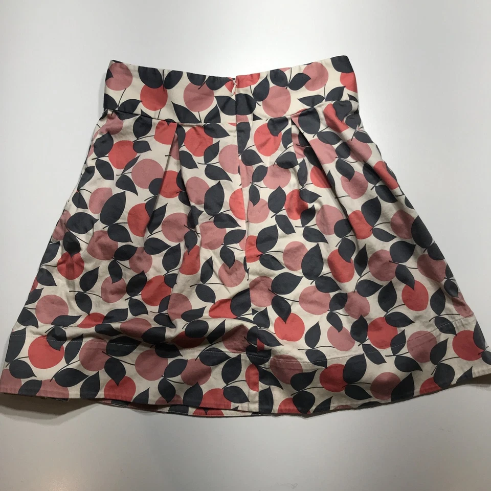 Falda Corey Lynn Calter Crema Multicolor Estampado Manzana Plisada Acampanada Columpio Talla 8 Foto 2 de 4