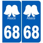 numéro immatriculation 68 (Haut-Rhin) coiffe Alsacienne - Sticker/autocollant