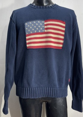 polo ralph lauren men's american flag cotton sweater
