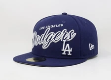 New Era 59Fifty Men Women Cap Los Angeles Dodgers Script Sided Blue Fitted Hat
