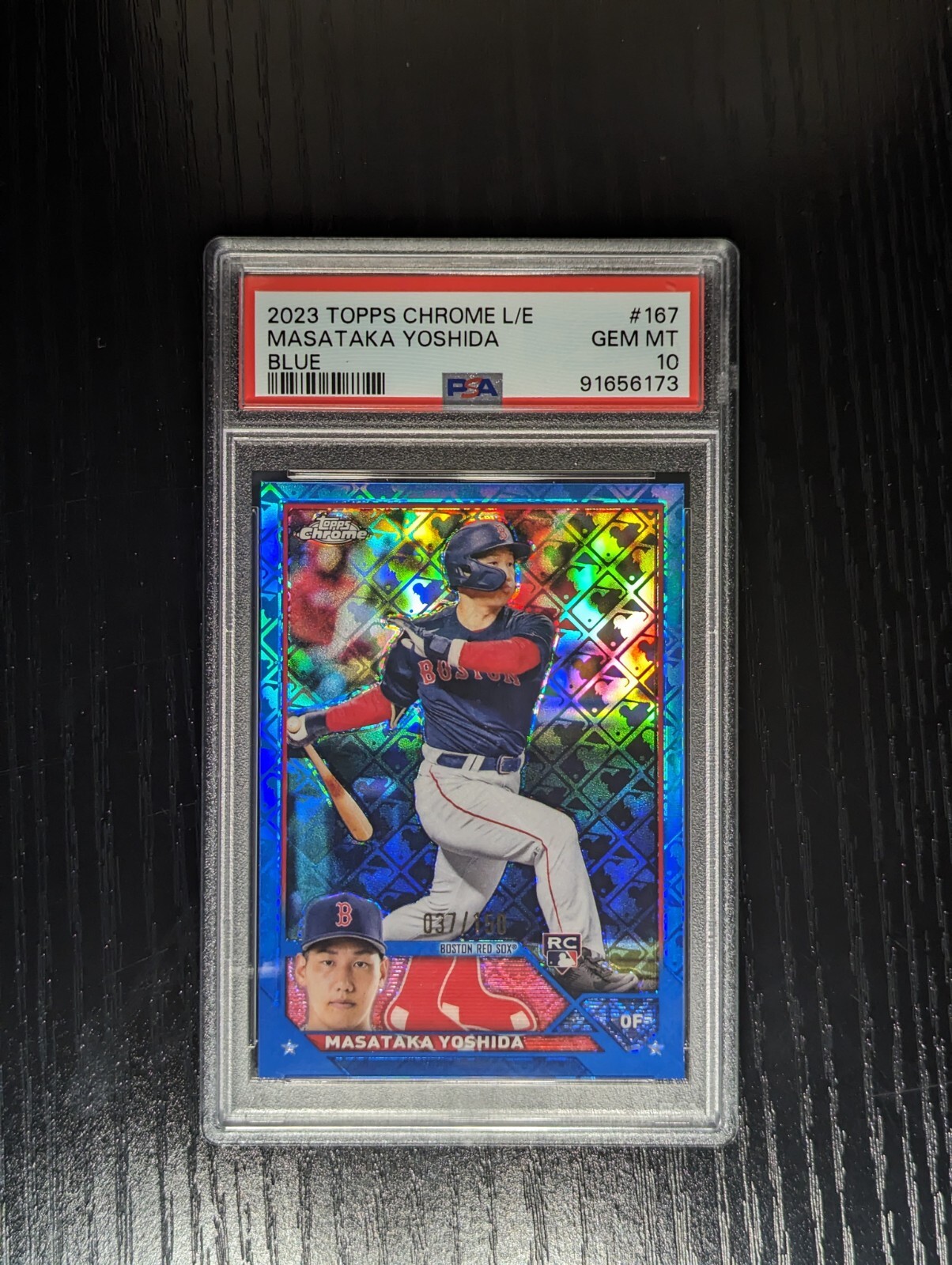 2023 Topps Chrome Logofractor Masataka Yoshida Blue Refractor */150 PSA 10