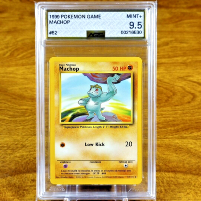 Pokemon Base Set Unlimited Machop 52/102 AGS Mint+ 9.5