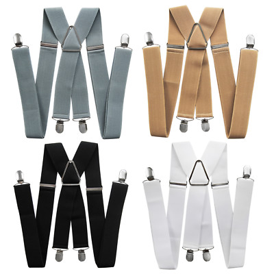Herren Hosenträger -X Form 3,5cm breit-4 Clips EXTRA STARK-UNISEX Anzug 
