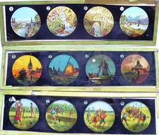 slide per lampada magica 3 vetri 18 x 5 centimetri