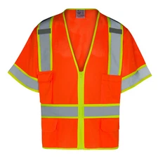 CLARO Everyday ANSI Class 3 Contrast 6 Pockets Short Sleeve Hi Vis Vest