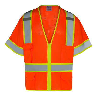 CLARO Everyday ANSI Class 3 Contrast 6 Pockets Short Sleeve Hi Vis Vest
