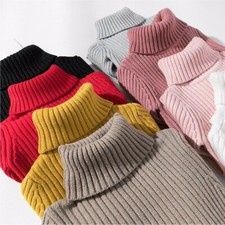 Children Kids Baby Boy Girls Sweater Knit Pullover Top Turtleneck Long Sleeves
