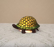 Stained Glass Handcrafted Turtle Night Light Table Desk Lamp. Cute 
