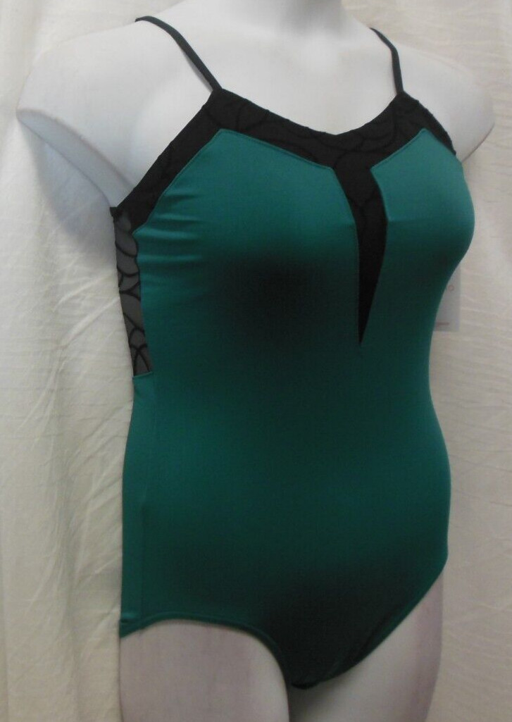 Capezio 12053W  mesh back camisole leotard adjustable strap Large ladies Green